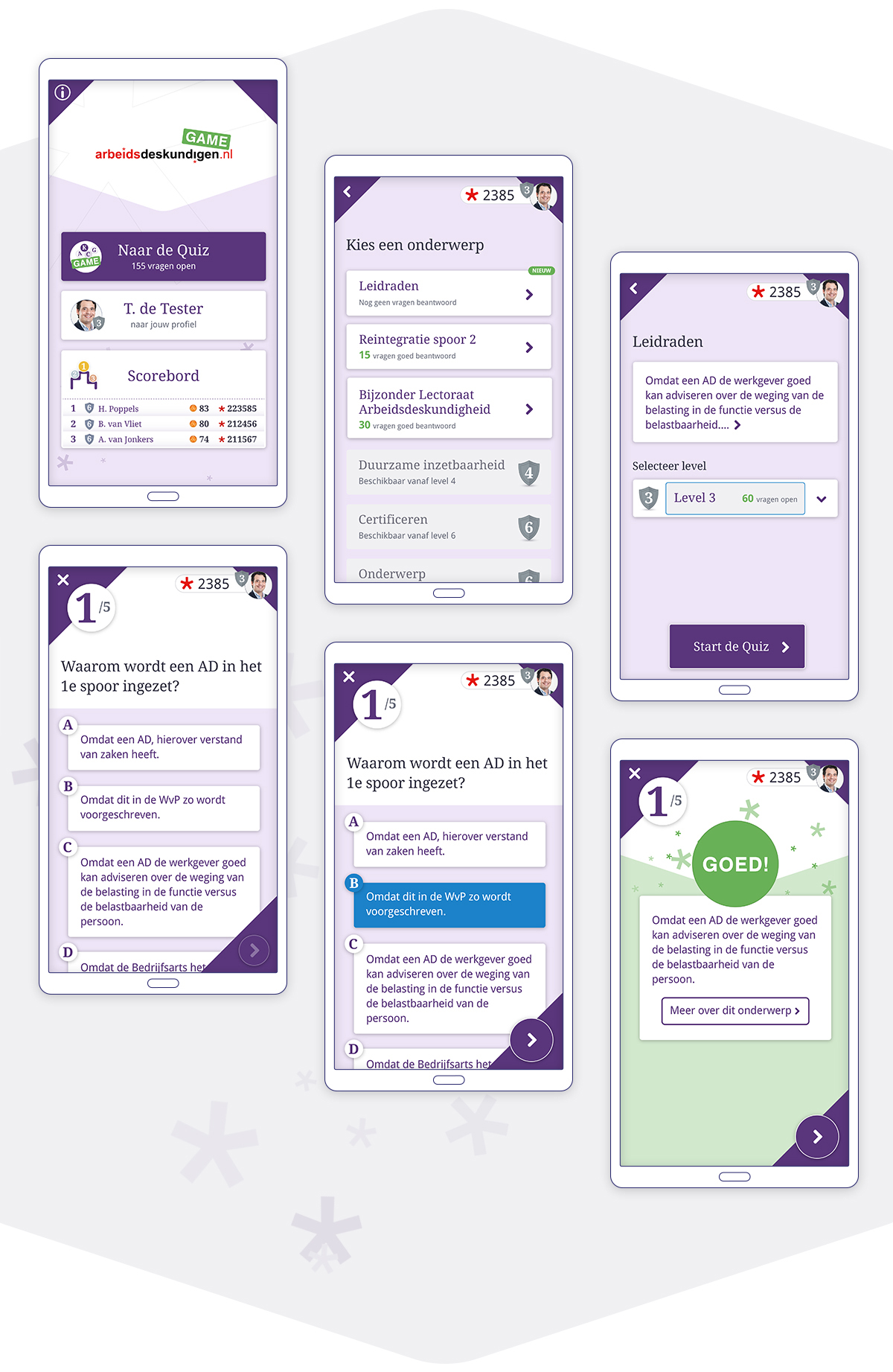 Overzicht schermen  ADK Game- madebyQ.nl