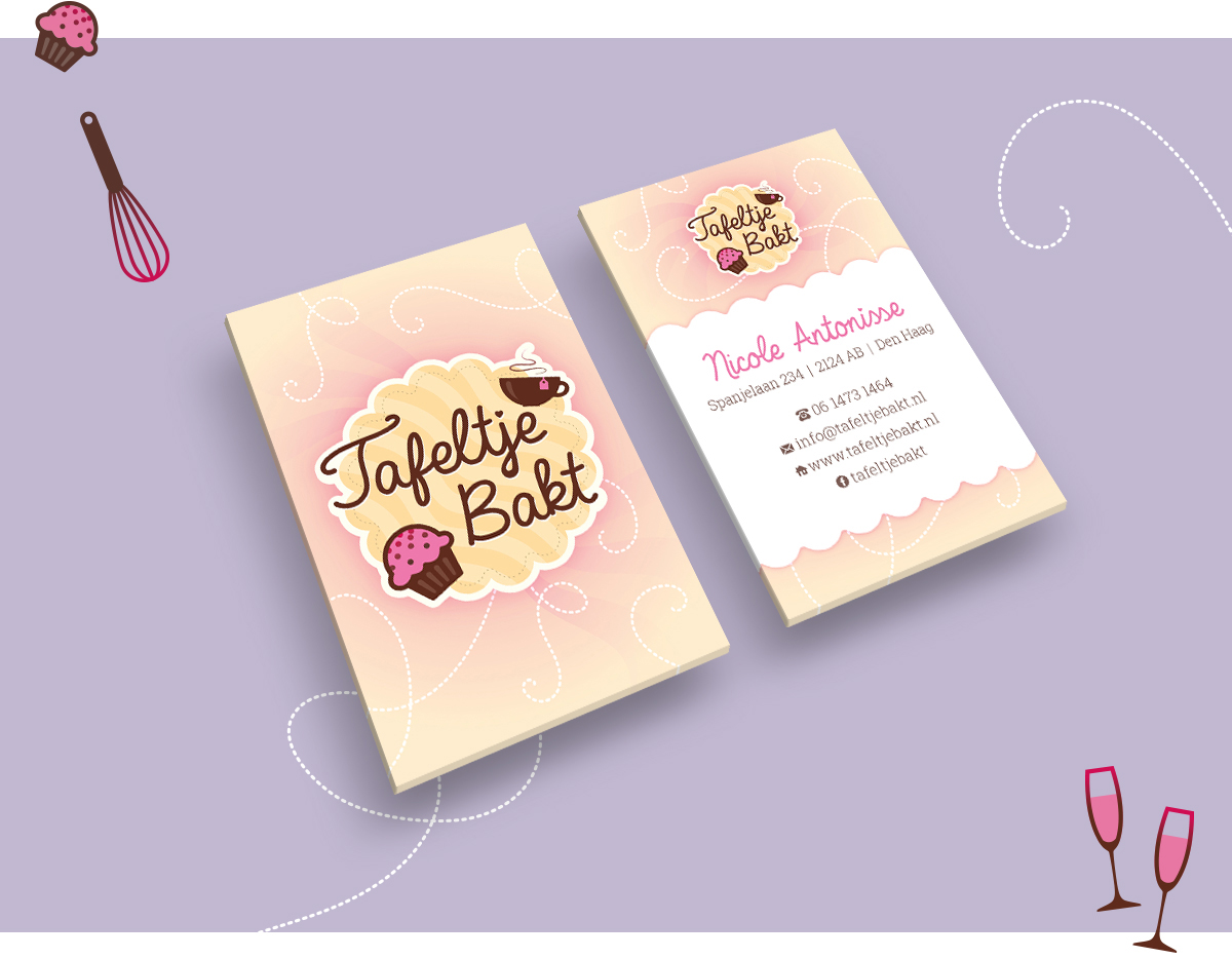 Visitekaartje Tafeltjebakt - madebyQ.nl