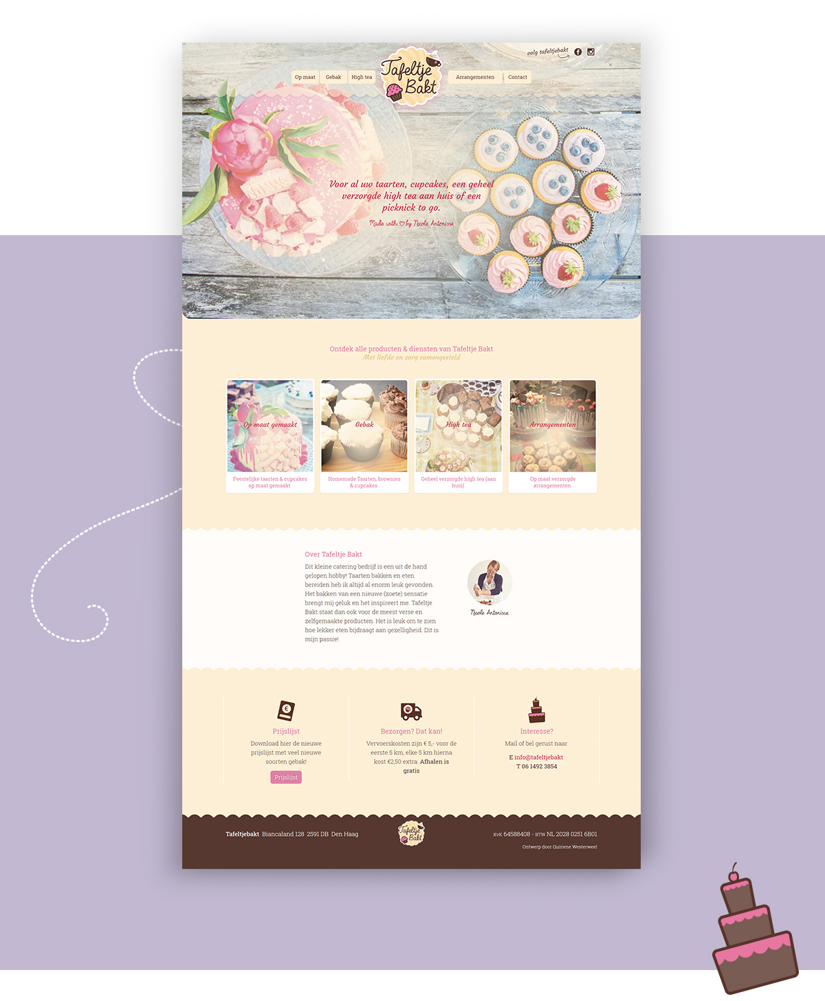 Preview website voor Tafeltjebakt - madebyQ.nl