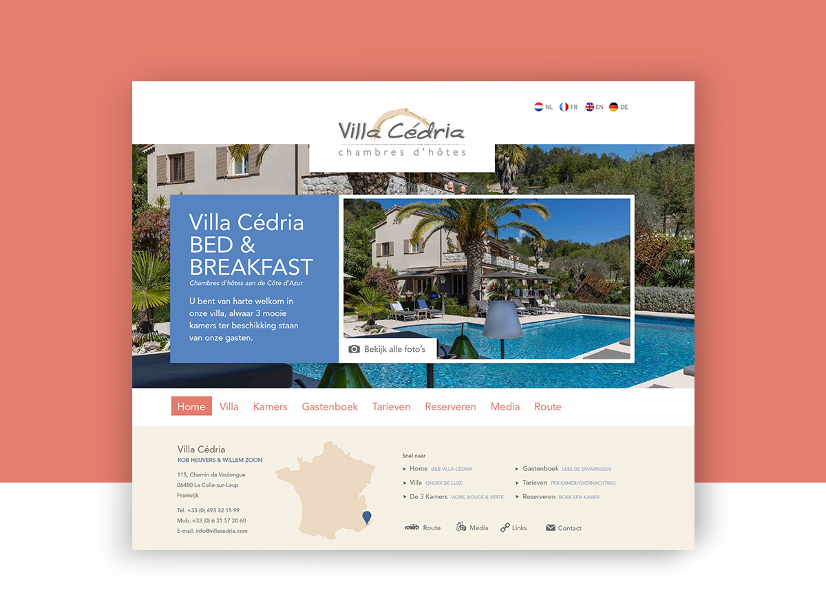 Website Villa Cedria - madebyQ.nl